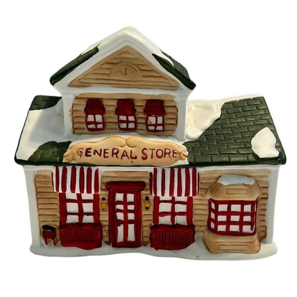 Santas Best Other - Christmas Village GENERAL STORE Porcelain Hand Painted Holiday Style Mini